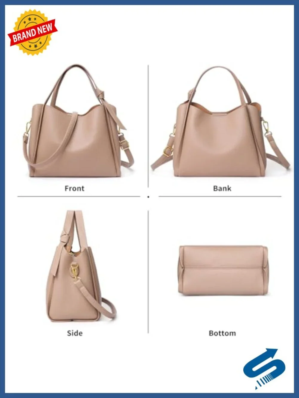 Women's PU Leather Tote Satchel Crossbody Purse with Handles